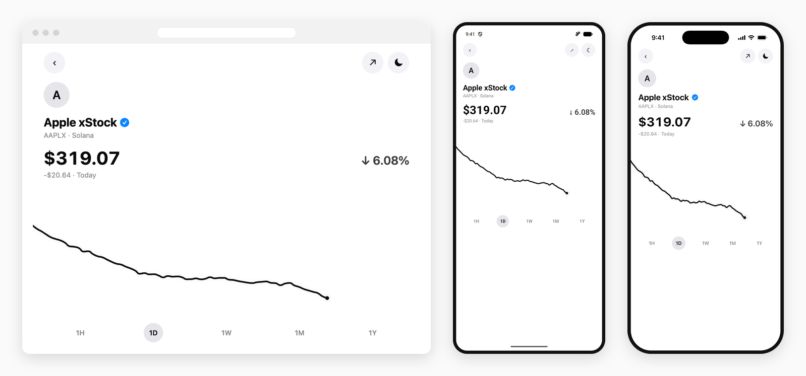 The Family-style token screen running on the web, on Android and on iOS, side by side
